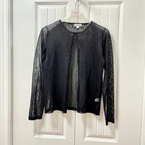 Vintage Whimsygoth Sheer Beaded Sequin Cardigan Black